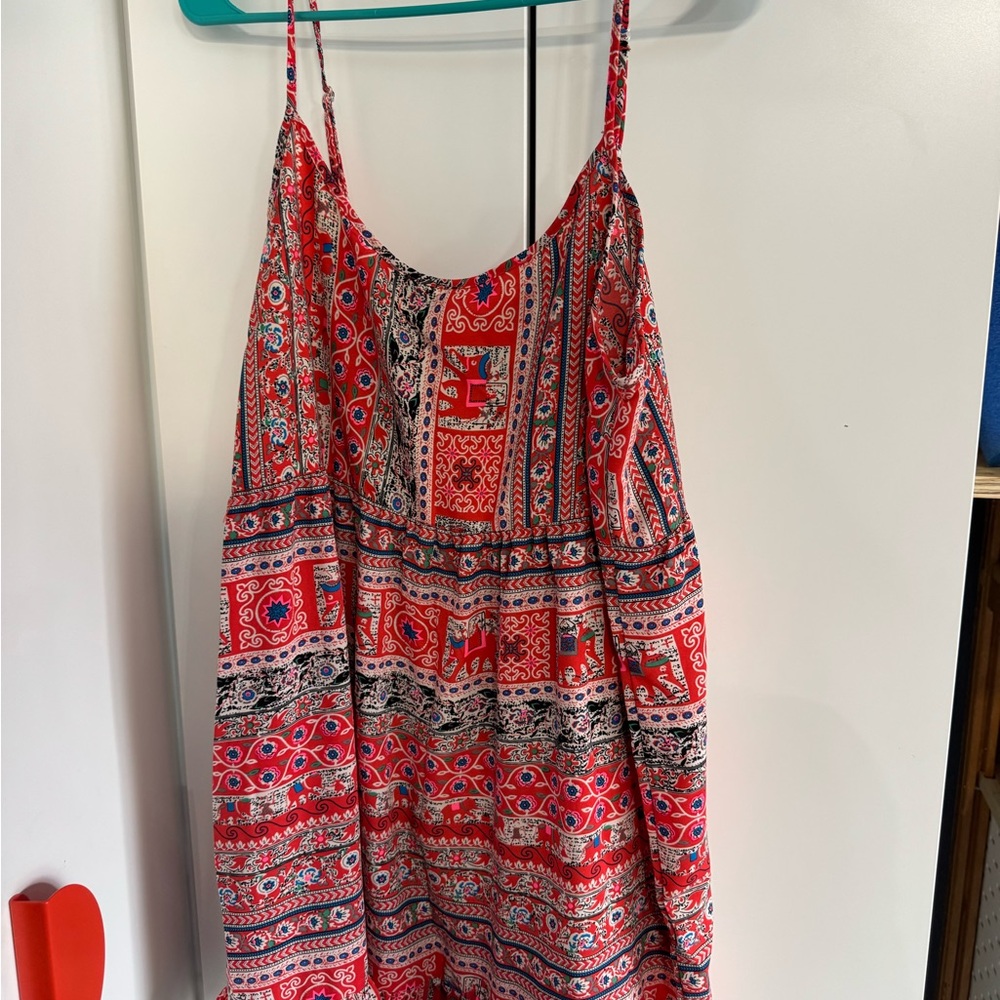 Bohemian Red and Blue Patterned Dress